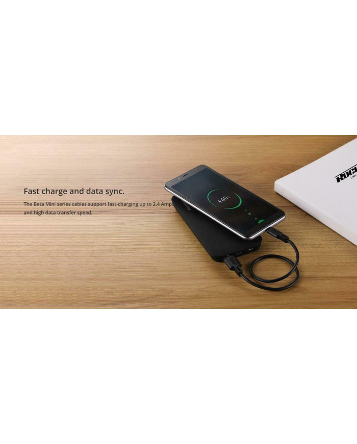 Rockrose Regular USB to Lightning Cable Μαύρο 0.3m