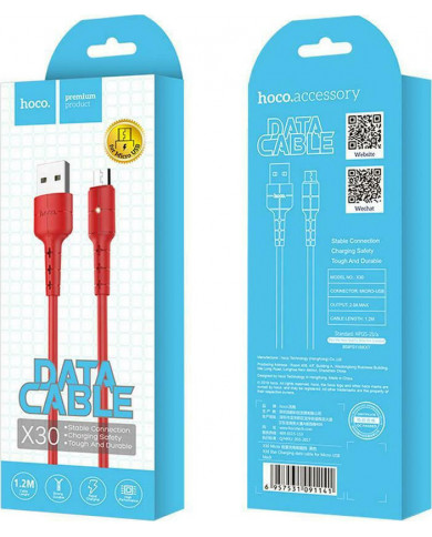 Hoco Regular USB 2.0 to micro USB Cable Κόκκινο 1.2m