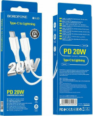 Borofone BX49 Cool USB 2.0 Cable USB-C male - Lightning Λευκό 1m