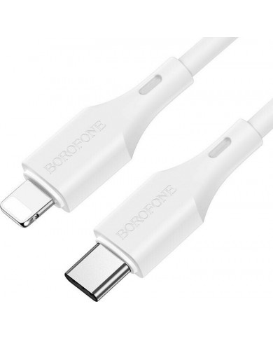 Borofone BX49 Cool USB 2.0 Cable USB-C male - Lightning Λευκό 1m