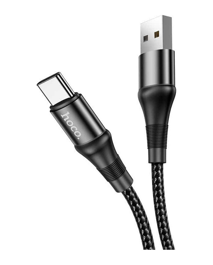 Hoco X50 Exquisito Braided USB 2.0 Cable USB-C male - USB-C male Μαύρο 2m