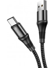 Hoco X50 Exquisito Braided USB 2.0 Cable USB-C male - USB-C male Μαύρο 2m
