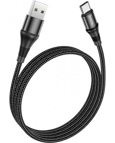 Hoco X50 Exquisito Braided USB 2.0 Cable USB-C male - USB-C male Μαύρο 2m
