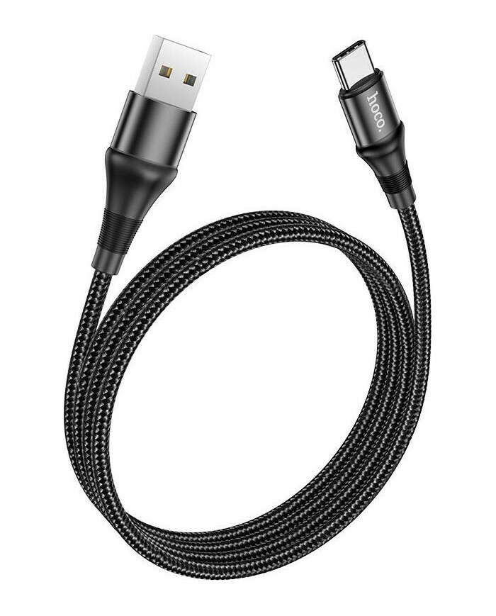Hoco X50 Exquisito Braided USB 2.0 Cable USB-C male - USB-C male Μαύρο 2m