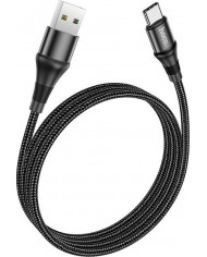 Hoco X50 Exquisito Braided USB 2.0 Cable USB-C male - USB-C male Μαύρο 2m