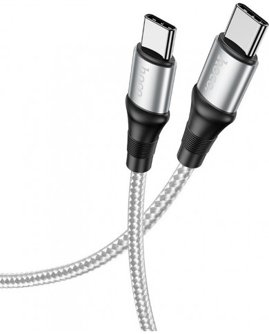 Hoco X50 Exquisito Braided USB 2.0 Cable USB-C male - USB-C male Γκρι 1m Hoco X50 Exquisito Braided USB 2.0 Cable USB-C male - USB-C male Γκρι 1m