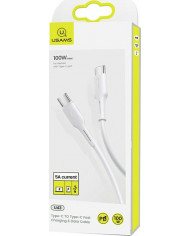 Usams U43 100W Regular USB 2.0 Cable USB-C male - USB-C male Λευκό 1.2m