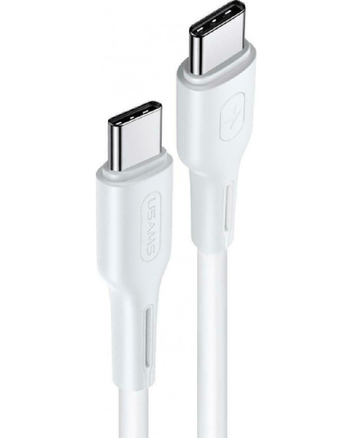 Usams U43 100W Regular USB 2.0 Cable USB-C male - USB-C male Λευκό 1.2m