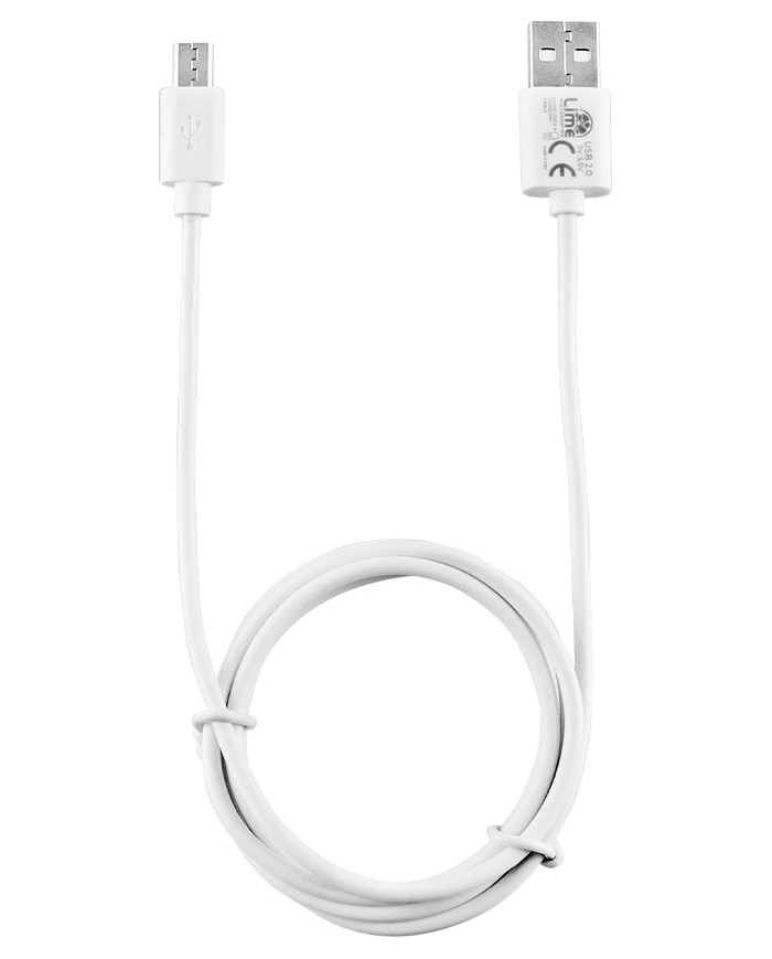 Lime  Regular USB 2.0 to micro USB Cable Λευκό 1m