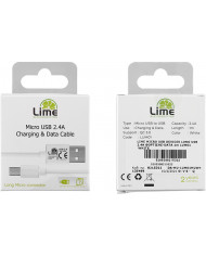 Lime  Regular USB 2.0 to micro USB Cable Λευκό 1m