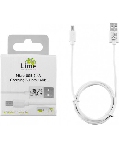 Lime  Regular USB 2.0 to micro USB Cable Λευκό 1m