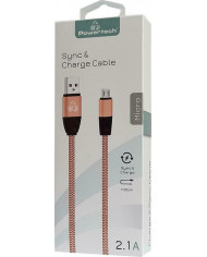 Powertech Flat USB 2.0 to micro USB Cable Χρυσό 1m