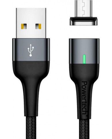 Powertech Braided / Magnetic USB 2.0 to micro USB Cable Μαύρο 1m Powertech Braided / Magnetic USB 2.0 to micro USB Cable Μαύρο 1m