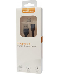 Powertech Magnetic USB 2.0 Cable USB-C male - USB-A male Μαύρο 1m
