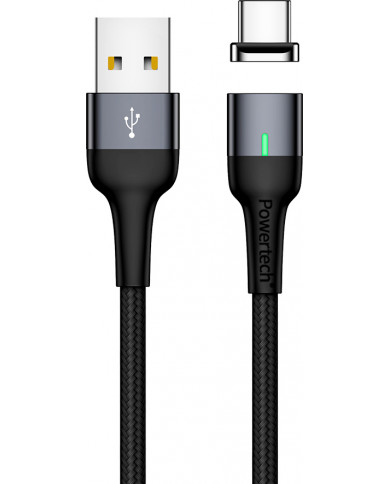 Powertech Magnetic USB 2.0 Cable USB-C male - USB-A male Μαύρο 1m Powertech Magnetic USB 2.0 Cable USB-C male - USB-A male Μαύρο 1m