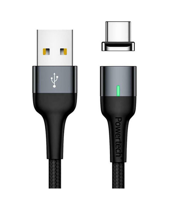 Powertech Magnetic USB 2.0 Cable USB-C male - USB-A male Μαύρο 1m