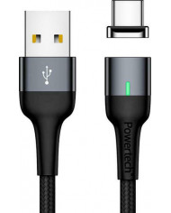 Powertech Magnetic USB 2.0 Cable USB-C male - USB-A male Μαύρο 1m
