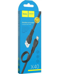 Hoco Flat USB to Lightning Cable Μαύρο 1m Hoco Flat USB to Lightning Cable Μαύρο 1m