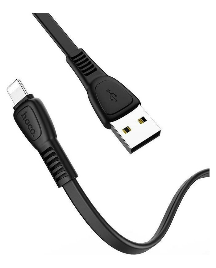 Hoco Flat USB to Lightning Cable Μαύρο 1m Hoco Flat USB to Lightning Cable Μαύρο 1m