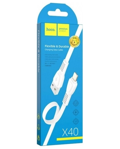 Hoco Flat USB to Lightning Cable Λευκό 1m Hoco Flat USB to Lightning Cable Λευκό 1m