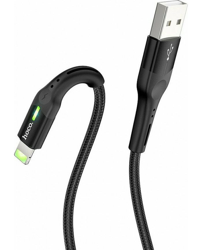 Hoco S24 Braided / LED USB to Lightning Cable Μαύρο 1.2m