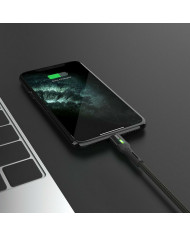 Hoco S24 Braided / LED USB to Lightning Cable Μαύρο 1.2m