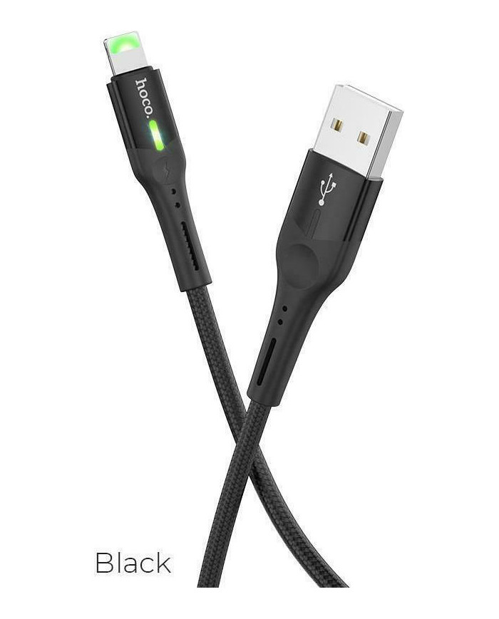 Hoco S24 Braided / LED USB to Lightning Cable Μαύρο 1.2m
