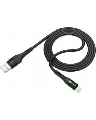 Hoco S24 Braided / LED USB to Lightning Cable Μαύρο 1.2m