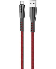 Hoco U70 Splendor Flat / LED USB to Lightning Cable Κόκκινο 1.2m
