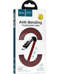 Hoco U70 Splendor Flat / LED USB to Lightning Cable Κόκκινο 1.2m
