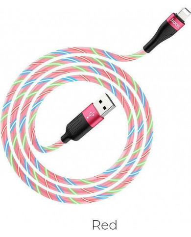 Hoco LED USB to Lightning Cable Ροζ 1m Hoco LED USB to Lightning Cable Ροζ 1m