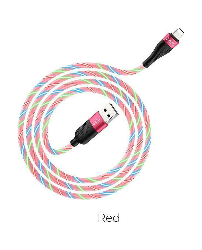 Hoco LED USB to Lightning Cable Ροζ 1m