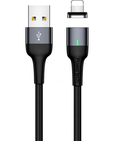 Powertech Magnetic USB to Lightning Cable Μαύρο 1m Powertech Magnetic USB to Lightning Cable Μαύρο 1m