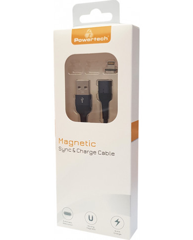 Powertech Magnetic USB to Lightning Cable Μαύρο 1m Powertech Magnetic USB to Lightning Cable Μαύρο 1m