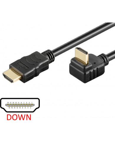 Powertech HDMI 1.4 Angle (90°) Cable HDMI male - HDMI male 1.5m Μαύρο Powertech HDMI 1.4 Angle (90°) Cable HDMI male - HDMI male 1.5m Μαύρο