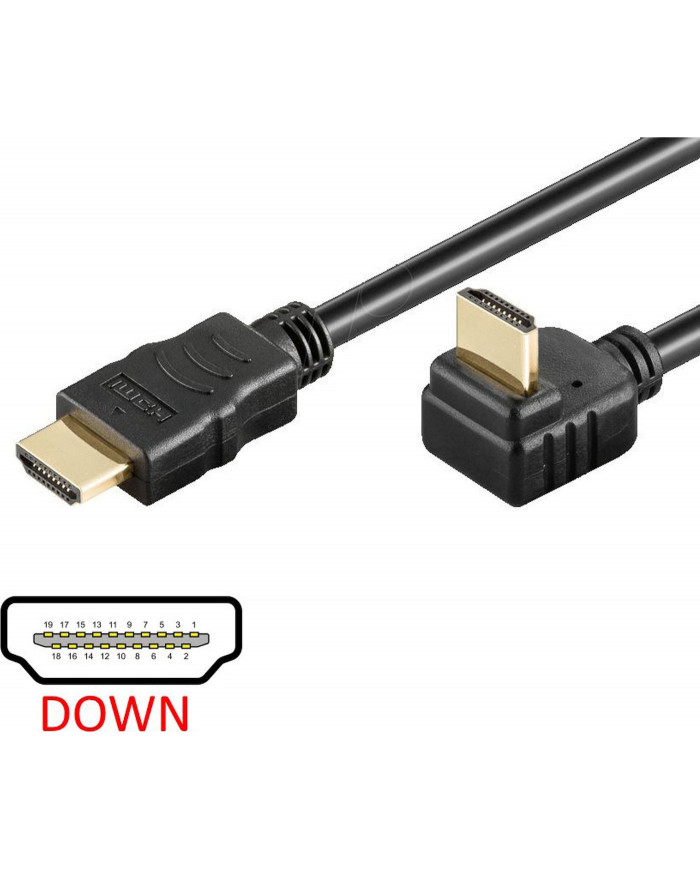 Powertech HDMI 1.4 Angle (90°) Cable HDMI male - HDMI male 1.5m Μαύρο