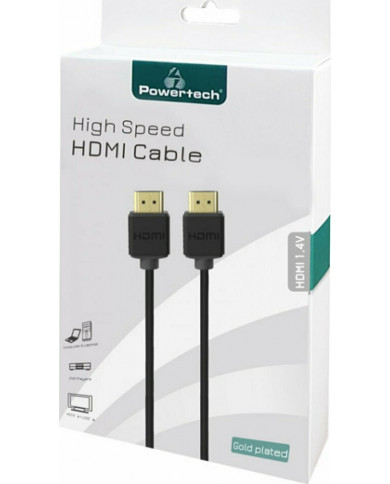Powertech HDMI 1.4 Cable HDMI male - HDMI male 1m Μαύρο