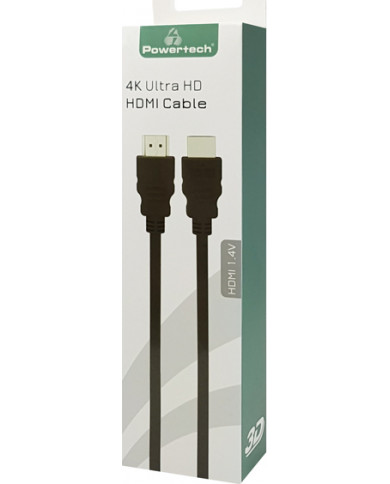 Powertech HDMI 1.4 Cable HDMI male - HDMI male 1.5m Μαύρο