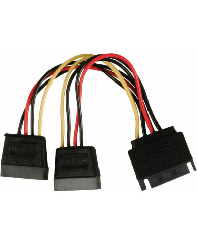 Powertech 15-Pin Sata male - 2x 15-Pin Sata female Cable Μαύρο Powertech 15-Pin Sata male - 2x 15-Pin Sata female Cable Μαύρο