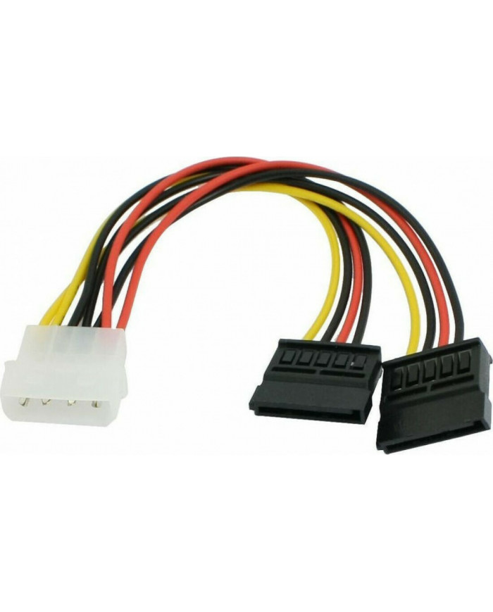 Powertech 4 Pin Molex male - 2x 15 Pin Sata Cable 0,2m