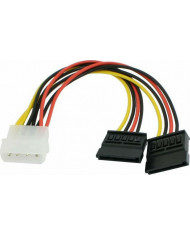 Powertech 4 Pin Molex male - 2x 15 Pin Sata Cable 0,2m