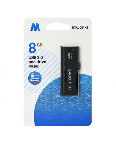 Flash Drive MiWorks MU203 8GB USB 2.0 Μαύρο Flash Drive MiWorks MU203 8GB USB 2.0 Μαύρο