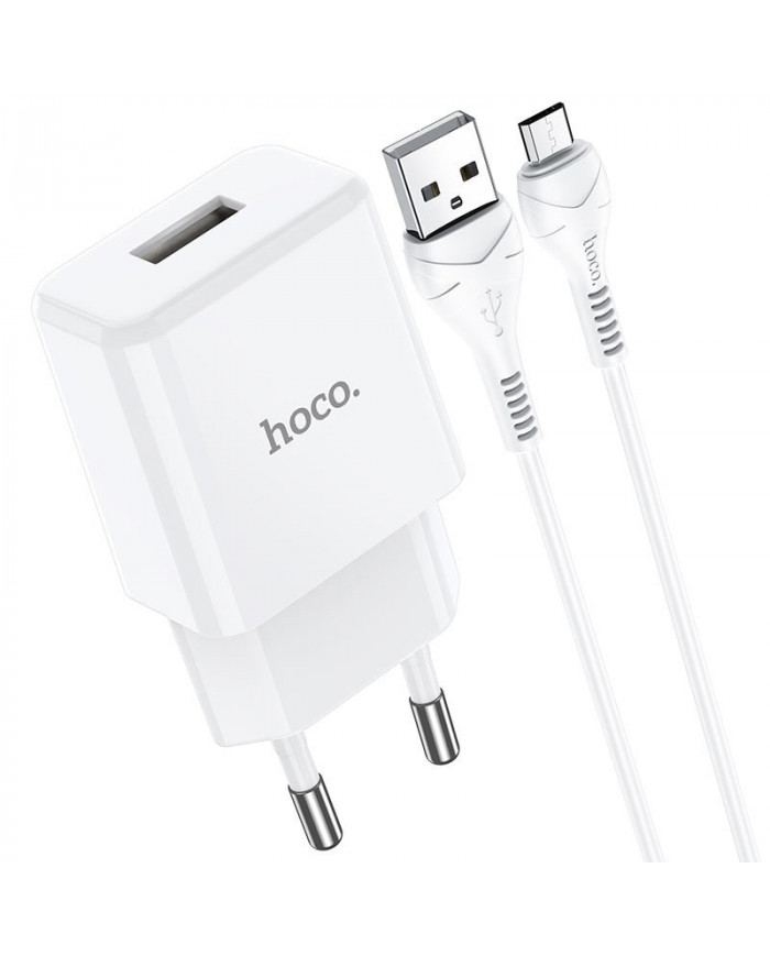 Φορτιστής Ταξιδίου Hoco N9 Especial με Έξοδο Φόρτισης USB 5V 2.1A Λευκός με Καλώδιο Micro-USB 1μ