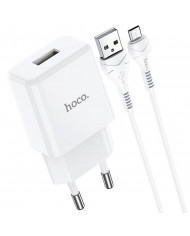 Φορτιστής Ταξιδίου Hoco N9 Especial με Έξοδο Φόρτισης USB 5V 2.1A Λευκός με Καλώδιο Micro-USB 1μ