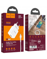 Φορτιστής Ταξιδίου Hoco N9 Especial με Έξοδο Φόρτισης USB 5V 2.1A Λευκός με Καλώδιο Micro-USB 1μ