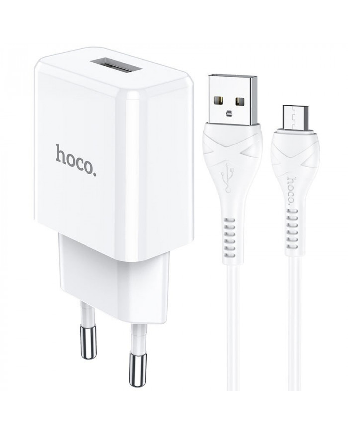 Φορτιστής Ταξιδίου Hoco N9 Especial με Έξοδο Φόρτισης USB 5V 2.1A Λευκός με Καλώδιο Micro-USB 1μ