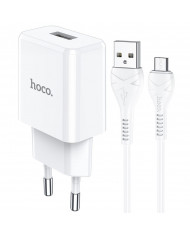 Φορτιστής Ταξιδίου Hoco N9 Especial με Έξοδο Φόρτισης USB 5V 2.1A Λευκός με Καλώδιο Micro-USB 1μ