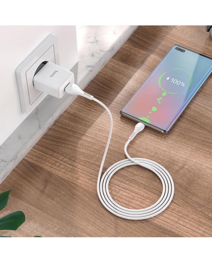 Φορτιστής Ταξιδίου Hoco N9 Especial με Έξοδο Φόρτισης USB 5V 2.1A Λευκός με Καλώδιο Micro-USB 1μ