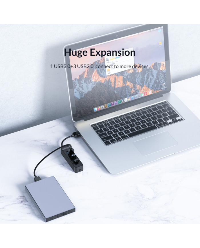 ORICO USB Hub TWU32-4A, 1x USB Type-C, 4x USB ports, μαύρο