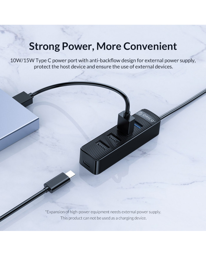 ORICO USB Hub TWU32-4A, 1x USB Type-C, 4x USB ports, μαύρο